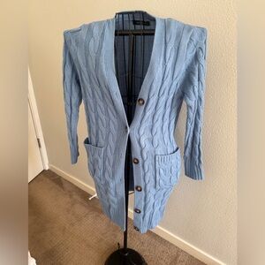 Blue Soft Knit Cardigan Sweater